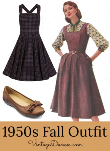 1950s Women’s Outfit Inspiration Fall Jumper Dress  AT vintagedancer.com