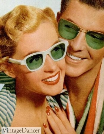Early 50s white frame plastic sunglasses at VintageDancer