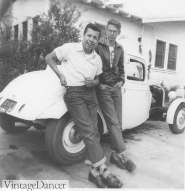 1950s rockabilly men casual summer outfits with hot rod