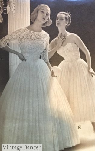 1950s Lace long or tea length wedding dresses
