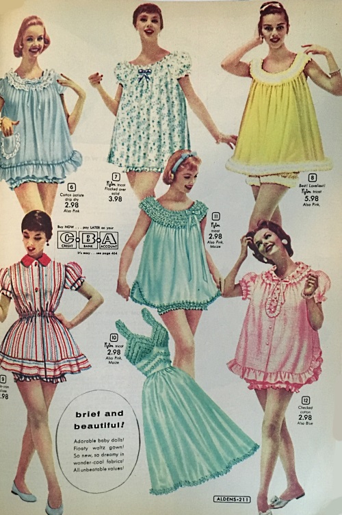 1950s babydoll nightgowns, baby doll pajamas, nighties - at vintagedancer.c...