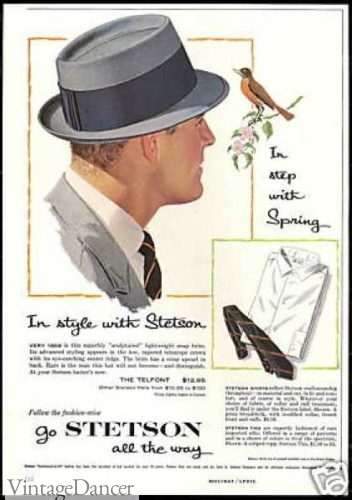 1950s Stetson mens hat porkpie style hat