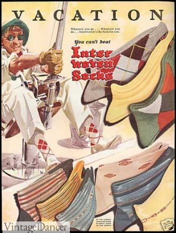 1950s men's socks ad, Inter Woven Socks for summer vacations