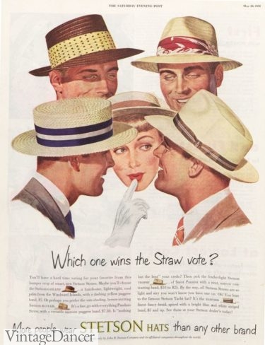 1950s mens hats 50s hats guys straw hats summer