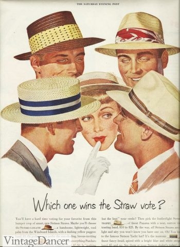 1950s men's straw hat styles
