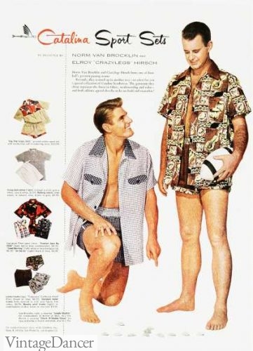 1950s Cabana sets swim shorts shirt beachwear
