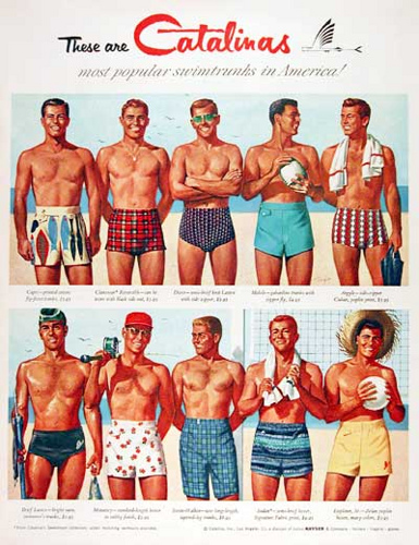 1950s mens swim suits, bathing suits, shorts 1950s mens swim trunks, briefs, shorts varieties