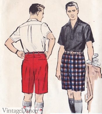 1950s mens walk shorts (bermuda length)