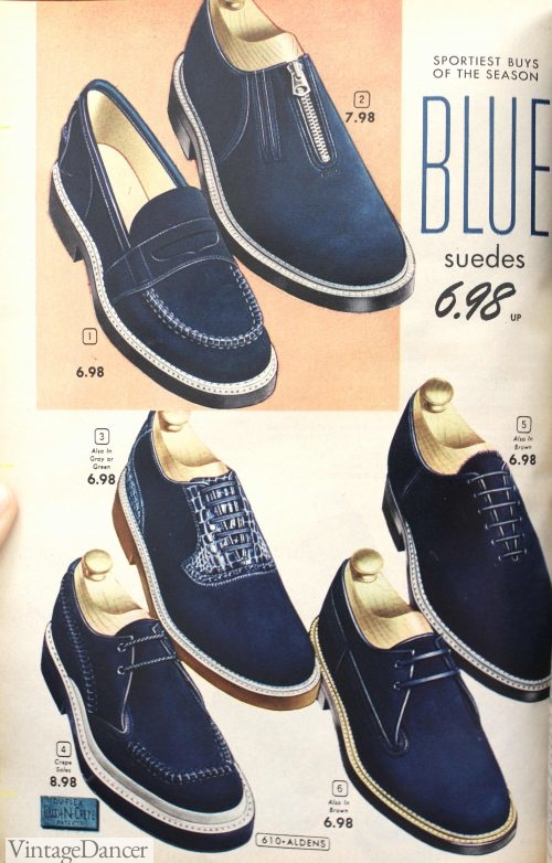 1950s mens blue suede shoes