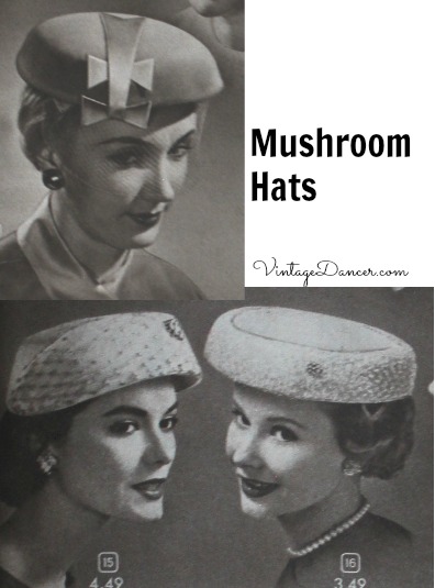 1950s Mushroom Hats 1957 womens hats 