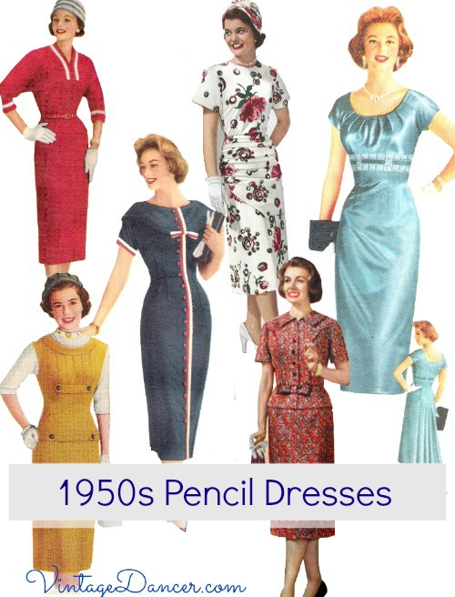 1950s Pencil Dresses & Wiggle Dress Styles