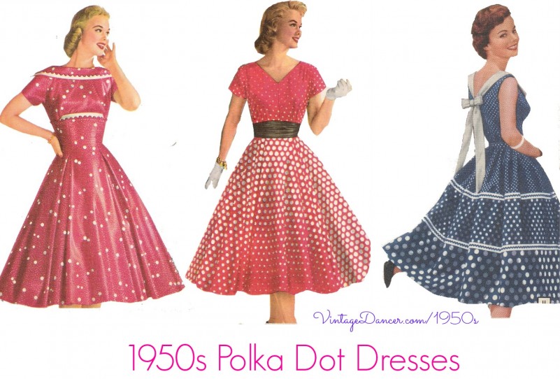 1950s polka dot dresses and skirt retro polka dot dresses