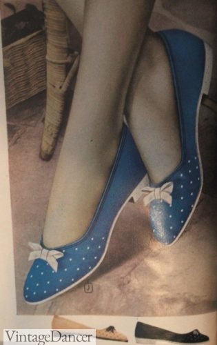 1950s polka dot flat shoes