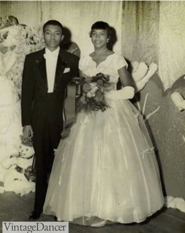 1950s Debutant ballgown black women men suit tuxedo evening dress prom