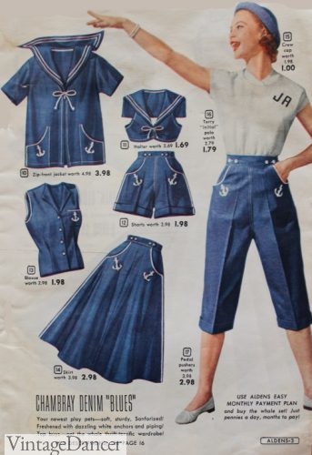 1950s sailor outfits, casual clothing. Click to see more.
