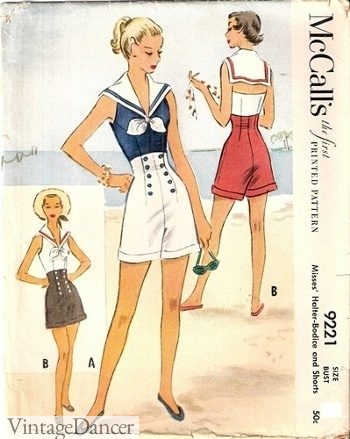 1950s sailor playsuits. Cute!. Click to see more.