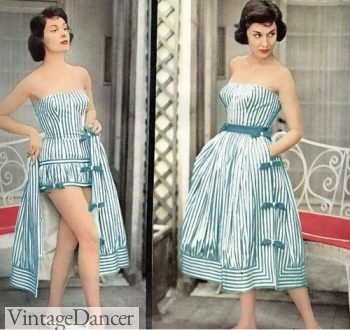 Striped bloomer playsuit in the 1950s