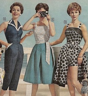 1958 summer jumpsuit and playsuits with skirts