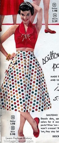 1950s crop top and skirt summer outfit