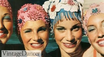 Late 50s Flower swim caps