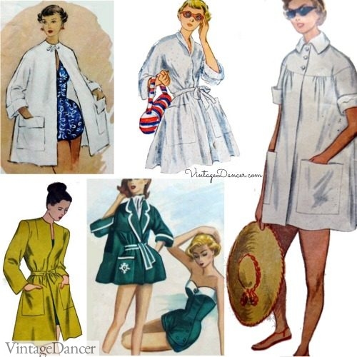 1950s swimsuits cover ups and beach robes