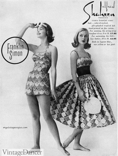 1950s swimsuit and dress plaid