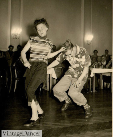 Men's swing dance 1950s sock hop -Dancing in a Hawaiian shirt