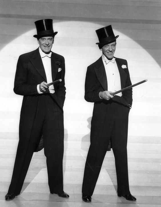  Jack Buchanan and Fred Astaire wearing formal white tie tuxedos