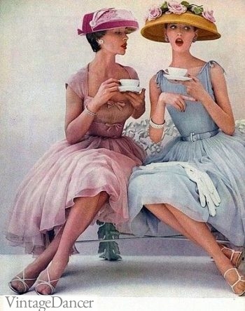 1950s tea party hats and dresses