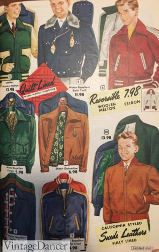 1954 teenager boy leather, suede, wool jackets