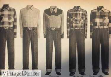 1950 men western shirts and jeans for teen boys