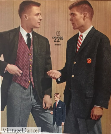 1959 teen boys college suits/sport coat with contrast vest - the "ivy look"