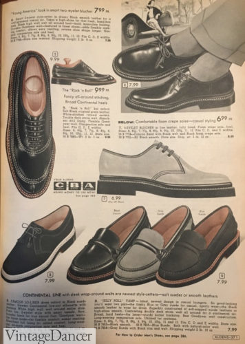 1950s teens lace up oxfords and slip on loafers