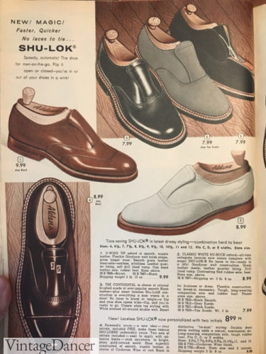 Shu-lock snap in tongue slip on shoes 1950s