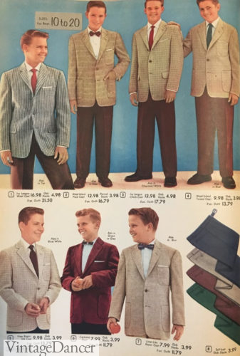 1950s boys sport coats and suits, formal suits on bottom
