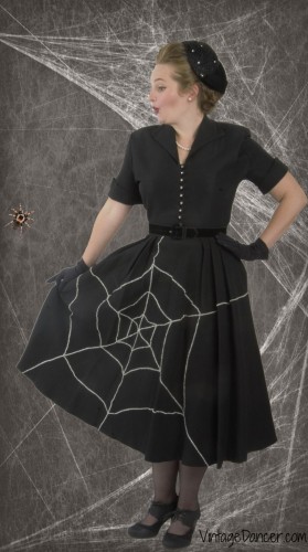 DIY 1950s Spider Web Halloween Costume. Get all your 1950s style clothes for Halloween costumes at VintageDancer.com
