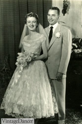 1950s tea length wedding dress