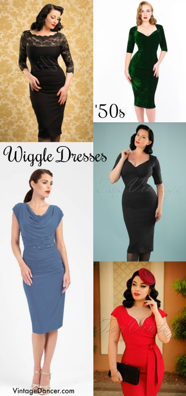 50s wiggle dresses, 1950s pencil dress. Shop them at vintagedancer.com