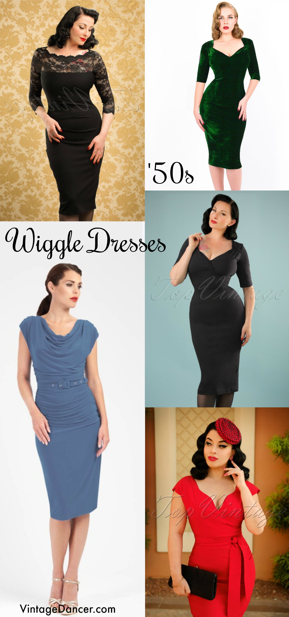 Wiggle Dresses Pencil Dresses 40s, 50s, 60s