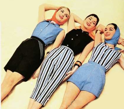 Bermuda shorts (L), Capri (M) and Shorties (R) 1950s womens shoes girls 