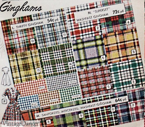 1951 Gingham Plaid Fabric Sewing
