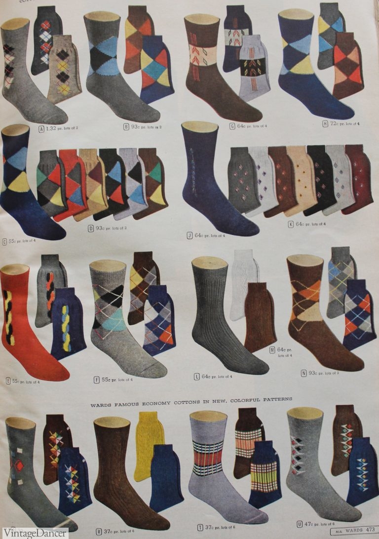 Vintage Men's Socks History-1900 to 1960s