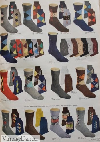 Vintage Men/'s Socks Soft Orlon Argyle Brown Beige Everyday Men/'s Wear 60/'s 70/'s