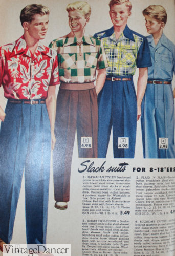 1951 trousers with Hawaiian shirts