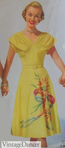 1950s tropical, Tiki, print dress.
