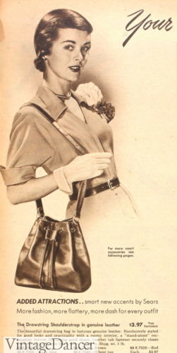 1951 carrying a shoulder bag