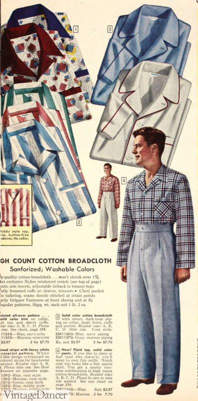 1950s Men's Pajamas and Loungewear