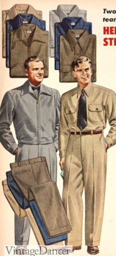 1951 mens workwear shirt, pants and jacket