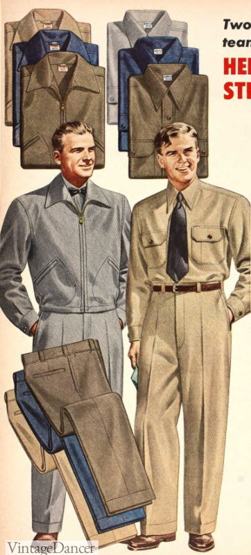 1951 mens workwear shirt, pants and jacket