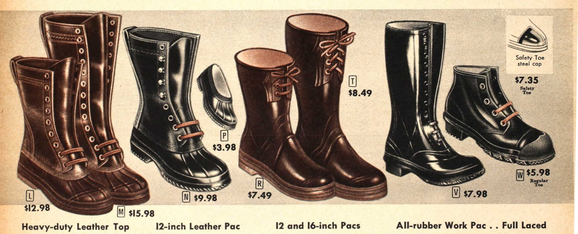 1950s men's rain boots wet weather boots shoes